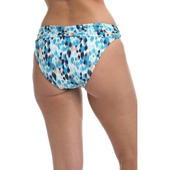 NWT La Blanca Women's Banded Hipster Bikini Swimsuit Bottom, bright aqua-Size 6 - Picture 2 of 2